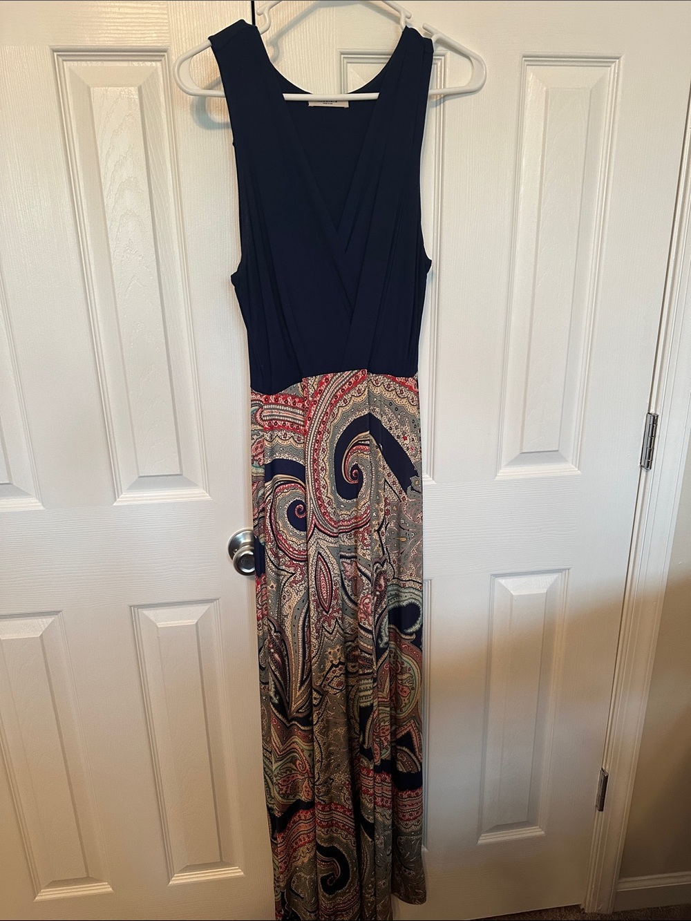 Gilli Navy Bodice Paisley Print Maxi Dress
